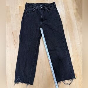 H&M Black High-Rise Straight-Leg Jeans with Raw Hem